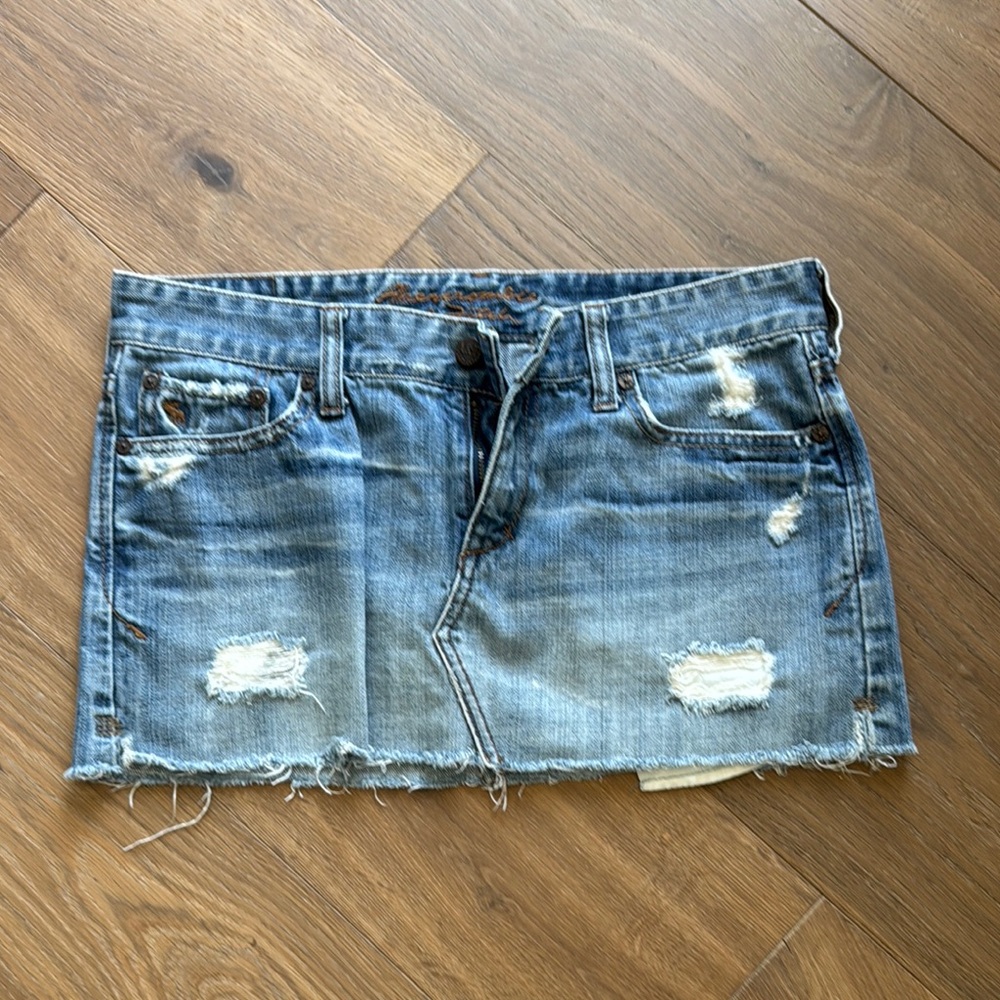 Abercrombie Distressed Denim Mini Skirt - Side 2